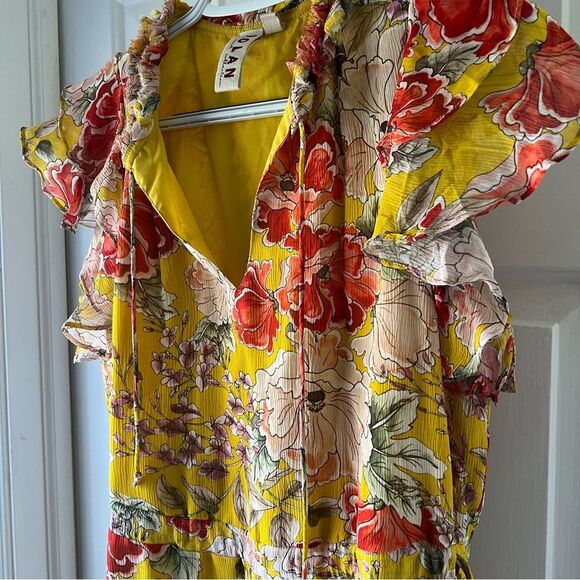 Anthropologie Dolan Ellory Dress Yellow Flutter Sleeve Left Coast XS P - Picture 7 of 7